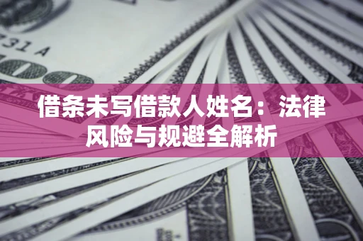 武汉借条未写借款人姓名：法律风险与规避全解析